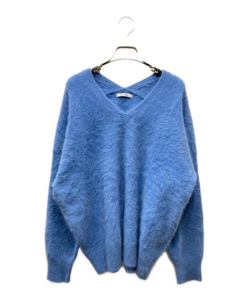 Whim Gazette（ウィムガゼット）Whim Gazette (ウィムガゼット) カシミヤシャギーVネックニット ブルー サイズ:SIZE Freeの古着・服飾アイテム