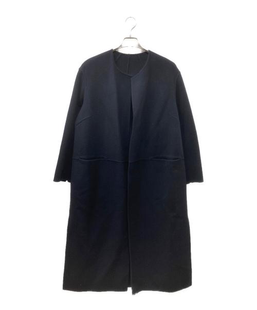 MUSE de Deuxieme Classe（ミューズ ドゥーズィエム クラス）MUSE de Deuxieme Classe (ミューズ ドゥーズィエム クラス) リバーロングノーカラーコート ネイビー サイズ:38の古着・服飾アイテム