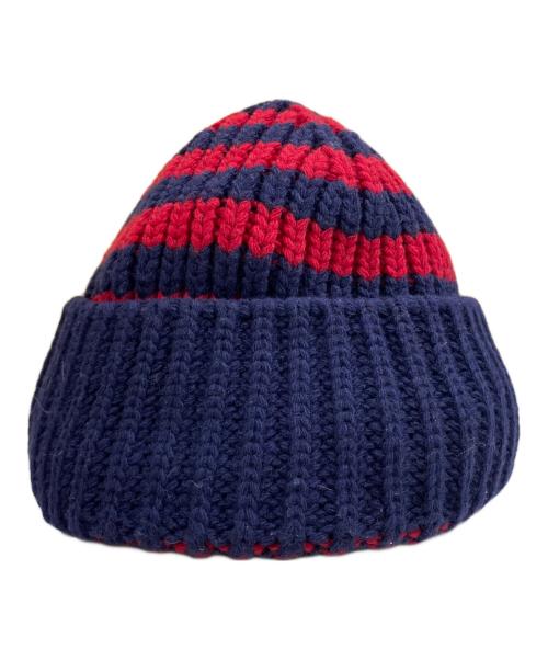 GUCCI（グッチ）GUCCI (グッチ) ビー刺繍ニット帽 ネイビー×レッド サイズ:Mの古着・服飾アイテム