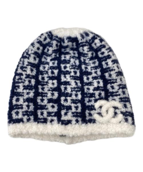 CHANEL（シャネル）CHANEL (シャネル) カシミヤシルクニット帽 ネイビーの古着・服飾アイテム