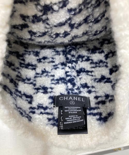 CHANEL（シャネル）CHANEL (シャネル) カシミヤシルクニット帽 ネイビーの古着・服飾アイテム
