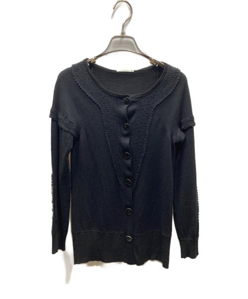 mina perhonen（ミナ ペルホネン）mina perhonen (ミナ ペルホネン) デザインカーディガン ブラック サイズ:36の古着・服飾アイテム
