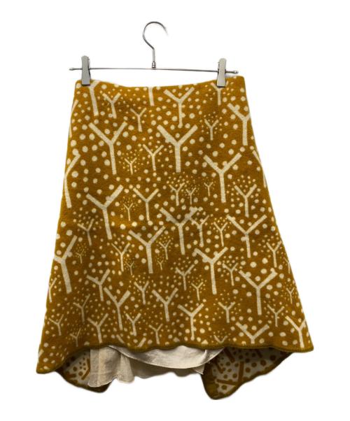 mina perhonen（ミナ ペルホネン）mina perhonen (ミナ ペルホネン) ウールスカート イエロー サイズ:38の古着・服飾アイテム