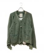 MIHARA YASUHIROミハラヤスヒロ）の古着「bleached knit cardigan カーディガン」｜グリーン