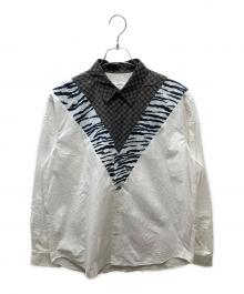 TOGA VIRILIS（トーガ ビリリース）の古着「Fabric Triangle Panel LS 切替長袖シャツ」｜ホワイト