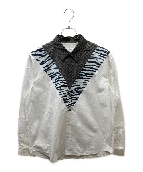TOGA VIRILIS（トーガ ビリリース）TOGA VIRILIS (トーガ ビリリース) Fabric Triangle Panel LS 切替長袖シャツ ホワイト サイズ:46の古着・服飾アイテム