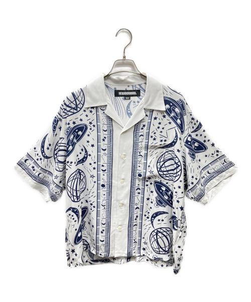 NEIGHBORHOOD（ネイバーフッド）NEIGHBORHOOD (ネイバーフッド) COSMIC HAWAIIAN SHIRT コズミックハワイアンシャツ ホワイト×ネイビー サイズ:Mの古着・服飾アイテム