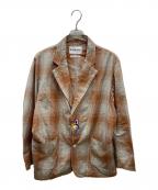 NOMA t.d.ノーマティーディー）の古着「Ombre Plaid Jacket With Beading  ジャケット」｜ブラウン