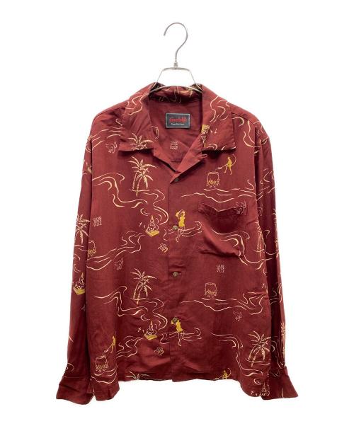 GANGSTERVILLE（ギャングスタービル）GANGSTERVILLE (ギャングスタービル) 総柄オープンカラーシャツ ブラウン サイズ:Mの古着・服飾アイテム