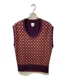 SASQUATCHfabrix.（サスクワッチファブリックス）の古着「“FLOWER" KNIT VEST　ニットベスト」｜ブラウン