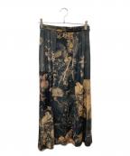 Ameriアメリ）の古着「UND FOREIGN BOOK VELOUR SKIRT イージースカート」｜ブラック×イエロー