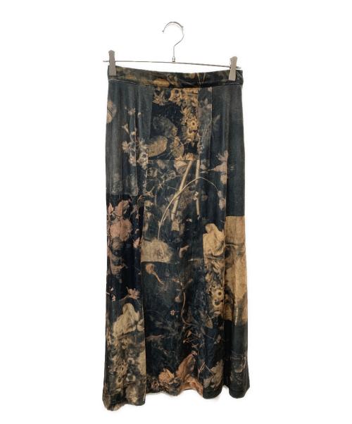 Ameri（アメリ）AMERI (アメリ) UND FOREIGN BOOK VELOUR SKIRT イージースカート ブラック×イエロー サイズ:SIZE Mの古着・服飾アイテム