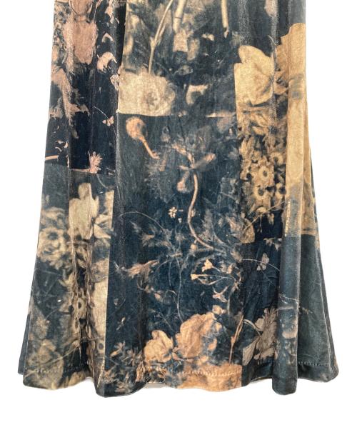 Ameri（アメリ）AMERI (アメリ) UND FOREIGN BOOK VELOUR SKIRT イージースカート ブラック×イエロー サイズ:SIZE Mの古着・服飾アイテム