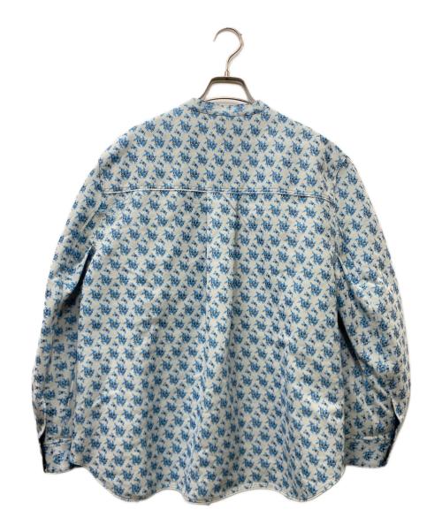 IRENE（アイレネ）IRENE (アイレネ) 総柄ノーカラージャケット ブルー サイズ:36の古着・服飾アイテム