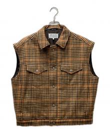 Maison Margiela（メゾンマルジェラ）の古着「ガンクラブチェックウールパフベスト」｜ベージュ