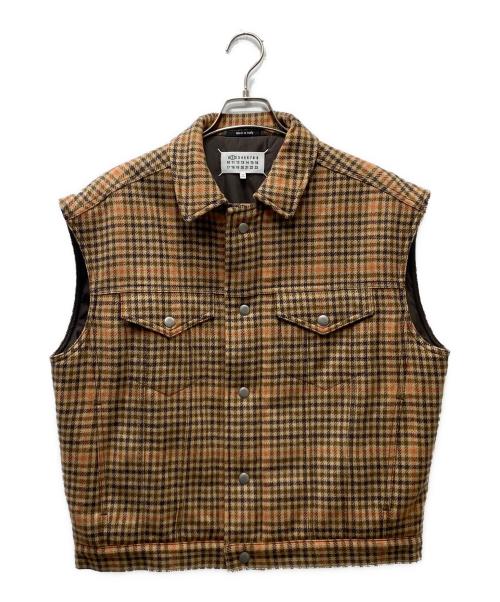 Maison Margiela（メゾンマルジェラ）Maison Margiela (メゾンマルジェラ) ガンクラブチェックウールパフベスト ベージュ サイズ:38の古着・服飾アイテム