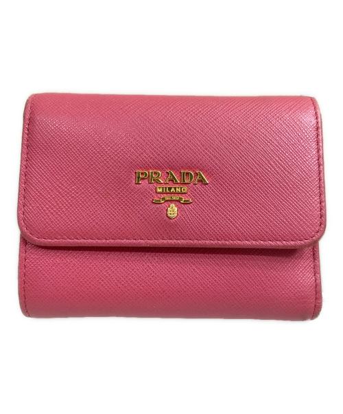PRADA（プラダ）PRADA (プラダ) 三つ折り財布 コンパクトウォレット ピンク（PEONIA）の古着・服飾アイテム