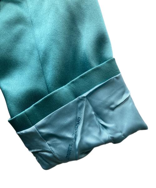 OFFWHITE（オフホワイト）OFFWHITE (オフホワイト) Satin-effect single-breasted blazer テーラードジャケット グリーン サイズ:38の古着・服飾アイテム