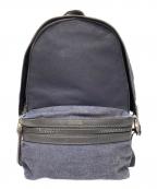 MONCLERモンクレール）の古着「NEW ROMEO ZAINO レザー切替ウールデニムバックパック」｜ブラック×ブルー