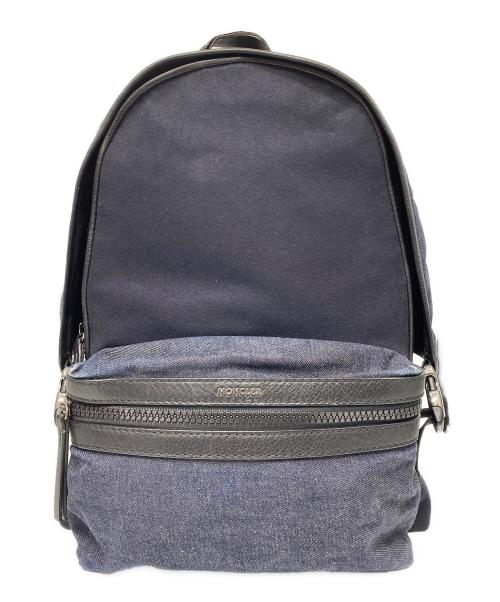 MONCLER（モンクレール）MONCLER (モンクレール) NEW ROMEO ZAINO レザー切替ウールデニムバックパック ブラック×ブルーの古着・服飾アイテム