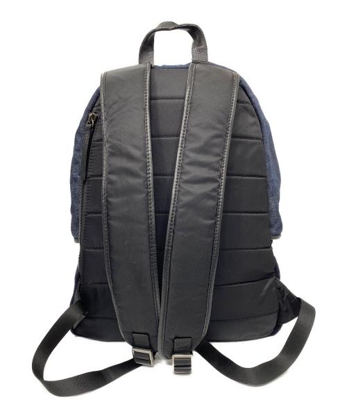 MONCLER（モンクレール）MONCLER (モンクレール) NEW ROMEO ZAINO レザー切替ウールデニムバックパック ブラック×ブルーの古着・服飾アイテム