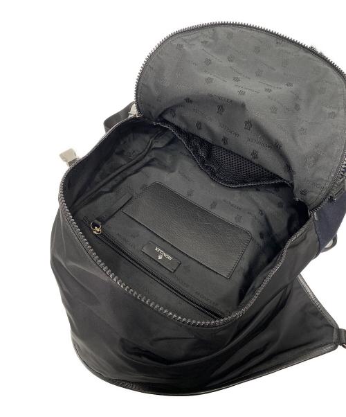 MONCLER（モンクレール）MONCLER (モンクレール) NEW ROMEO ZAINO レザー切替ウールデニムバックパック ブラック×ブルーの古着・服飾アイテム