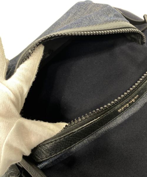 MONCLER（モンクレール）MONCLER (モンクレール) NEW ROMEO ZAINO レザー切替ウールデニムバックパック ブラック×ブルーの古着・服飾アイテム