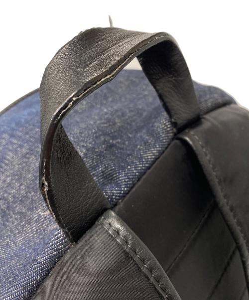 MONCLER（モンクレール）MONCLER (モンクレール) NEW ROMEO ZAINO レザー切替ウールデニムバックパック ブラック×ブルーの古着・服飾アイテム