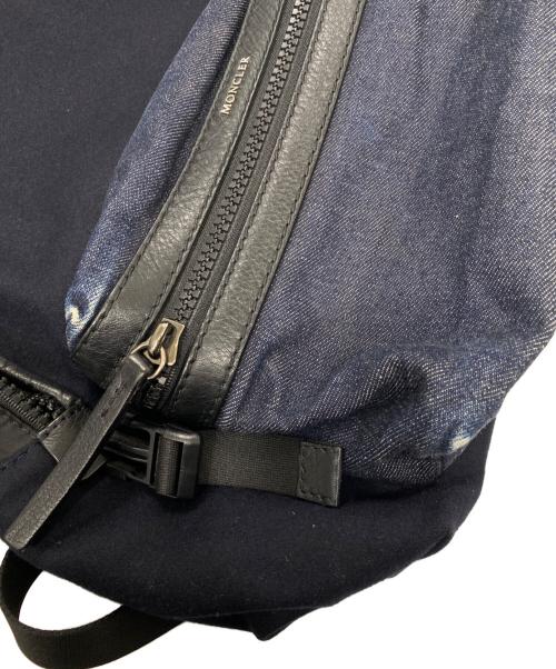 MONCLER（モンクレール）MONCLER (モンクレール) NEW ROMEO ZAINO レザー切替ウールデニムバックパック ブラック×ブルーの古着・服飾アイテム