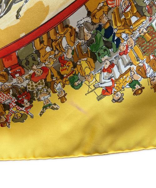 HERMES（エルメス）HERMES (エルメス) カレ90 CIRCLE MOLIER モリエサーカス シルクスカーフ イエローの古着・服飾アイテム