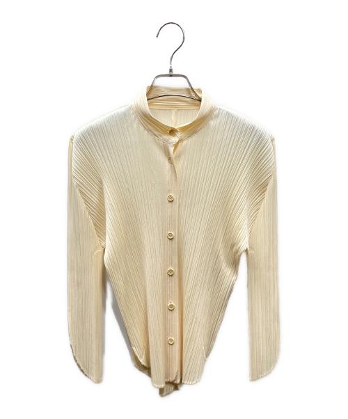 PLEATS PLEASE（プリーツプリーズ）PLEATS PLEASE (プリーツプリーズ) 七分袖 スタンドカラーシャツ アイボリー サイズ:3の古着・服飾アイテム