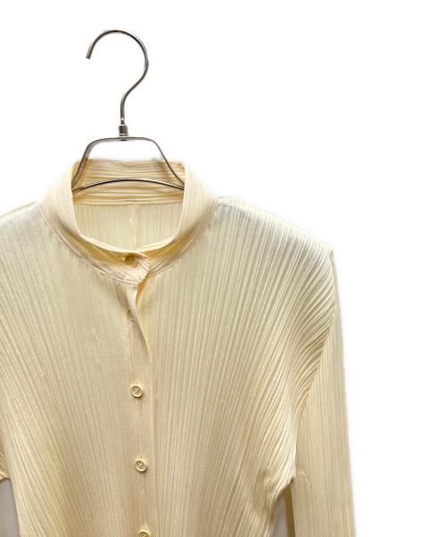 PLEATS PLEASE（プリーツプリーズ）PLEATS PLEASE (プリーツプリーズ) 七分袖 スタンドカラーシャツ アイボリー サイズ:3の古着・服飾アイテム
