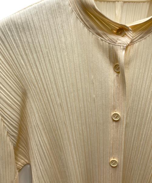 PLEATS PLEASE（プリーツプリーズ）PLEATS PLEASE (プリーツプリーズ) 七分袖 スタンドカラーシャツ アイボリー サイズ:3の古着・服飾アイテム