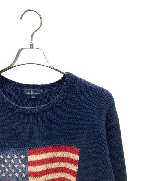 RALPH LAUREN（ラルフローレン）RALPH LAUREN (ラルフローレン) USED 星条旗ニット ネイビー サイズ:Mの古着・服飾アイテム