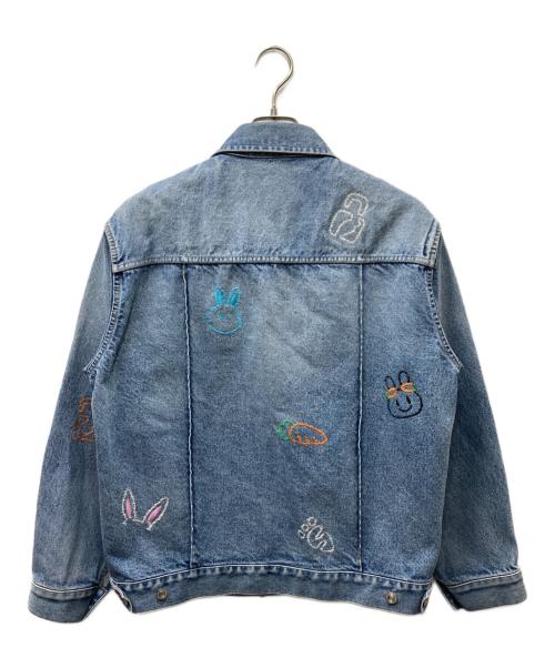 vault room（ボルトルーム）vault room (ボルトルーム) 兎田ぺこら (ウサダペコラ) PEKORA DENIM JACKET 刺繍デニムジャケット ブルー サイズ:Mの古着・服飾アイテム