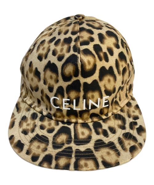 CELINE（セリーヌ）CELINE (セリーヌ) ロゴスナップバックコットンレオパードキャップ ベージュ サイズ:SIZE Mの古着・服飾アイテム