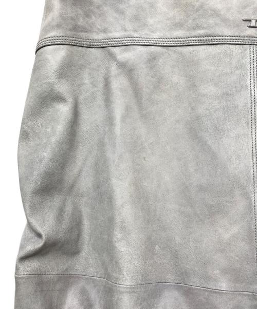 DIESEL（ディーゼル）DIESEL (ディーゼル) L-Mart Lambskin Zip Jacket レザージャケット グレー サイズ:SIZE Lの古着・服飾アイテム