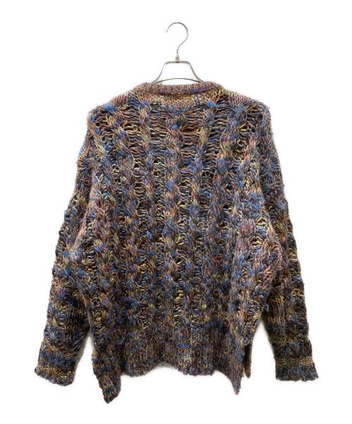 Mame Kurogouchi（マメクロゴウチ）Mame Kurogouchi (マメクロゴウチ) ローゲージケーブルニット ピンク×ブラック サイズ:1の古着・服飾アイテム