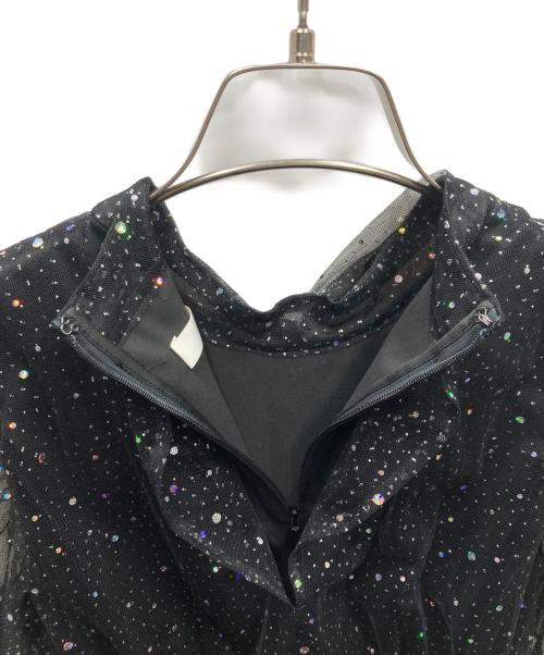 furfur（ファーファー）FURFUR (ファーファー) ハーフスリーブラメチュールドレス ブラック サイズ:ONE SIZEの古着・服飾アイテム