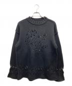 Tammeタム）の古着「23AW EAGLE PATTERN DAMAGE KNIT イーグルパターンニット」｜ブラック