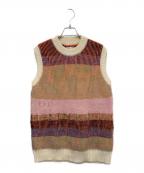 ERLイーアールエル）の古着「MENS VEST ニットベスト」｜オレンジ×ピンク