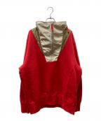 kolor/BEACONカラービーコン）の古着「ハーフジップスウェット」｜レッド×ベージュ