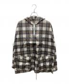 DAIRIKUダイリク）の古着「Check Nylon Anorak Parka 23AW チェックナイロンアノラックパーカー」｜ホワイト×ブラウン