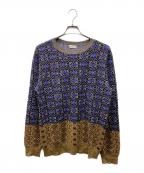 DRIES VAN NOTENドリスヴァンノッテン）の古着「幾何学デザインニット」｜ブラック×ブルー