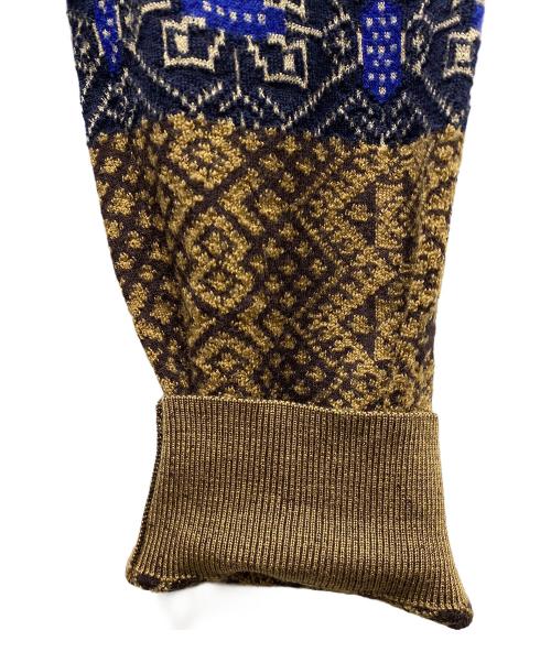 DRIES VAN NOTEN（ドリスヴァンノッテン）DRIES VAN NOTEN (ドリスヴァンノッテン) 幾何学デザインニット ブラック×ブルー サイズ:SIZE Lの古着・服飾アイテム