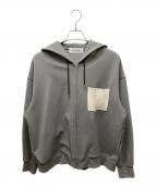 CULLNI×STUDIOUSクルニ×ステュディオス）の古着「Zip Up Hoodie With Washable Leather Pocket ジップパーカー」｜グレー