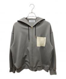 CULLNI×STUDIOUS（クルニ×ステュディオス）の古着「Zip Up Hoodie With Washable Leather Pocket ジップパーカー」｜グレー
