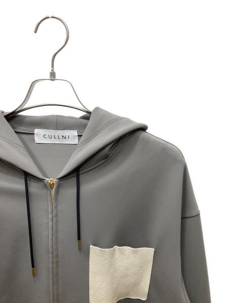 CULLNI（クルニ）CULLNI (クルニ) STUDIOUS (ステュディオス) Zip Up Hoodie With Washable Leather Pocket ジップパーカー グレー サイズ:1の古着・服飾アイテム