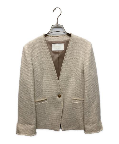 BALLSEY（ボールジィ）BALLSEY (ボールジィ) グラニーツイード Vカラージャケット アイボリー サイズ:36の古着・服飾アイテム