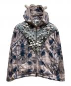 Dinoworksディノワークス）の古着「ジップパーカー」｜ピンク×ブルー